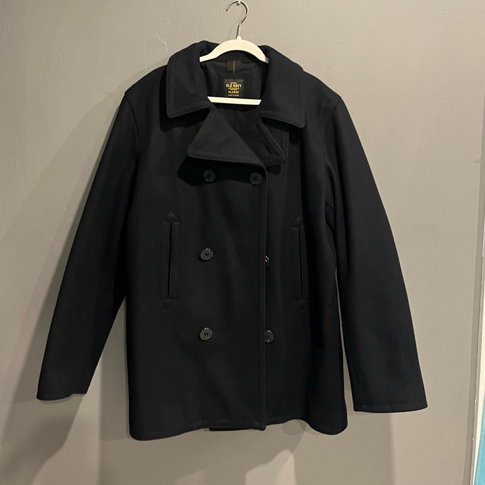 Black (possibly very dark navy?) XL 6-button Old Navy Peacoat